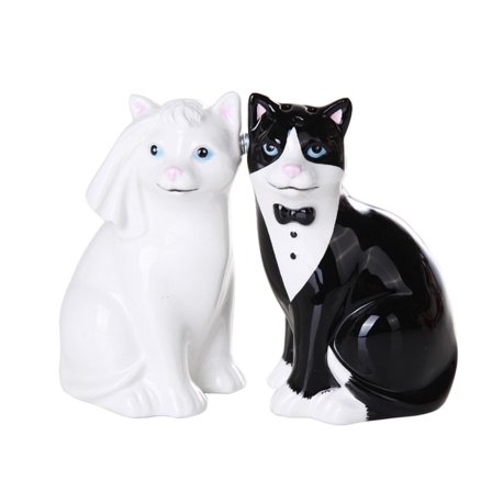 Pacific Giftware Cats Magnetic Ceramic Salt and Pepper Shaker Set, 4.75"L x 1.75"W x 3.5"H