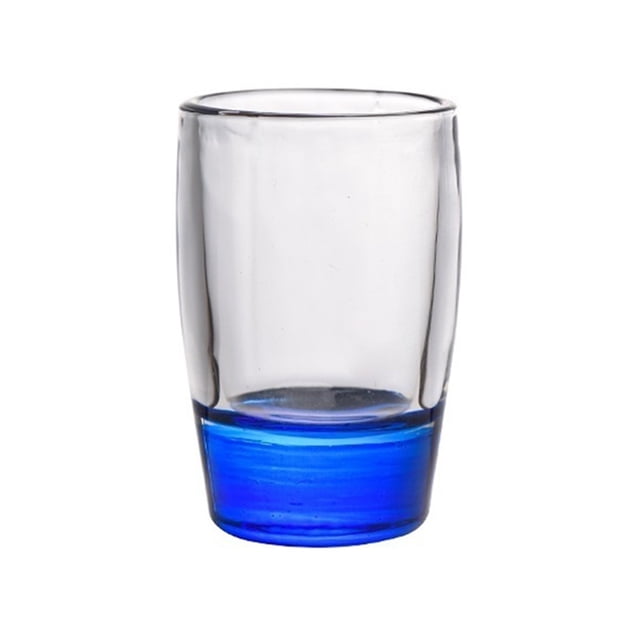 Vaso de chupito con base de color, 1,5 oz. Vasos transparentes de base gruesa for whisky, tequila, vodka, licores y aguardientes.