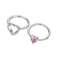 thumbnail image 3 of Flydeer 2Pcs 1CT Pink Heart Cut Zirconia Love Halo Engagement Wedding Ring Set Ladies Fashion 925 Silver for Women Size 9, 3 of 9