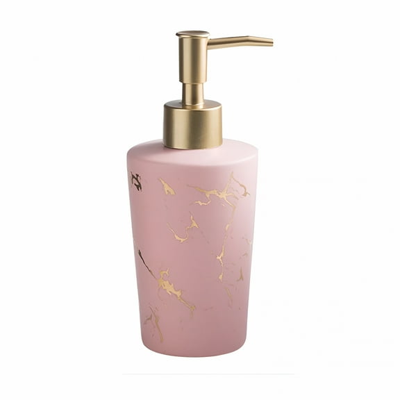 ACDANC Liquid Soap Dispenser for Bathroom, Hand Ceramic Soap Dispenser, Gold Soap Dispenser, Refillable Lotion Dispenser - Pink - 350Ml/12.3Oz