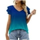 thumbnail image 2 of Camiseta Holgada de Manga Corta con Cuello en V Estampada Fiudx a la moda para mujer, 2 of 4