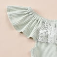 thumbnail image 6 of Penkiiy Infant Baby Girls Lace Fly Sleeve Ribbed Solid Clothes Romper Hairband Outfits Baby Girl Summer Backless Jumpsuit 9-12 Months Gray On Sale, 6 of 9