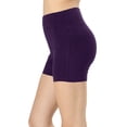 thumbnail image 1 of Womens & Plus Soft Cotton Stretch High Waist Sports Short Pants with Wide Waist Band (DK PURPLE, XL), 1 of 3