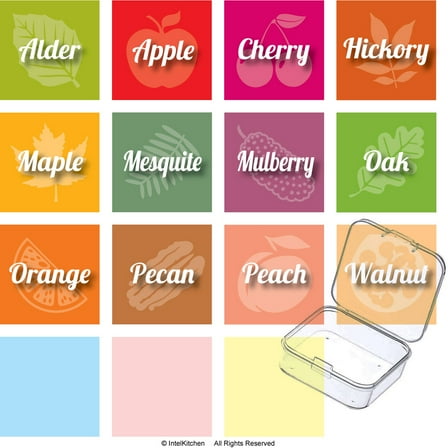 15 Pellet Smoker Wood Flavor Label Magnets 2”x2” for BBQ Grill Grilling Wood Pellets Smoker Hopper Outdoor Waterproof Magnetic Identification Perfect Accessories for Meat Smoking Guide Gifts – White