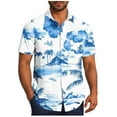thumbnail image 2 of Xysaqa Men's Hawaiian Shirts Floral Tropical Print Short Sleeve Button Down T-Shirt Mens Big & Tall Shirts 3X 4X 5X Summer Savings, 2 of 6