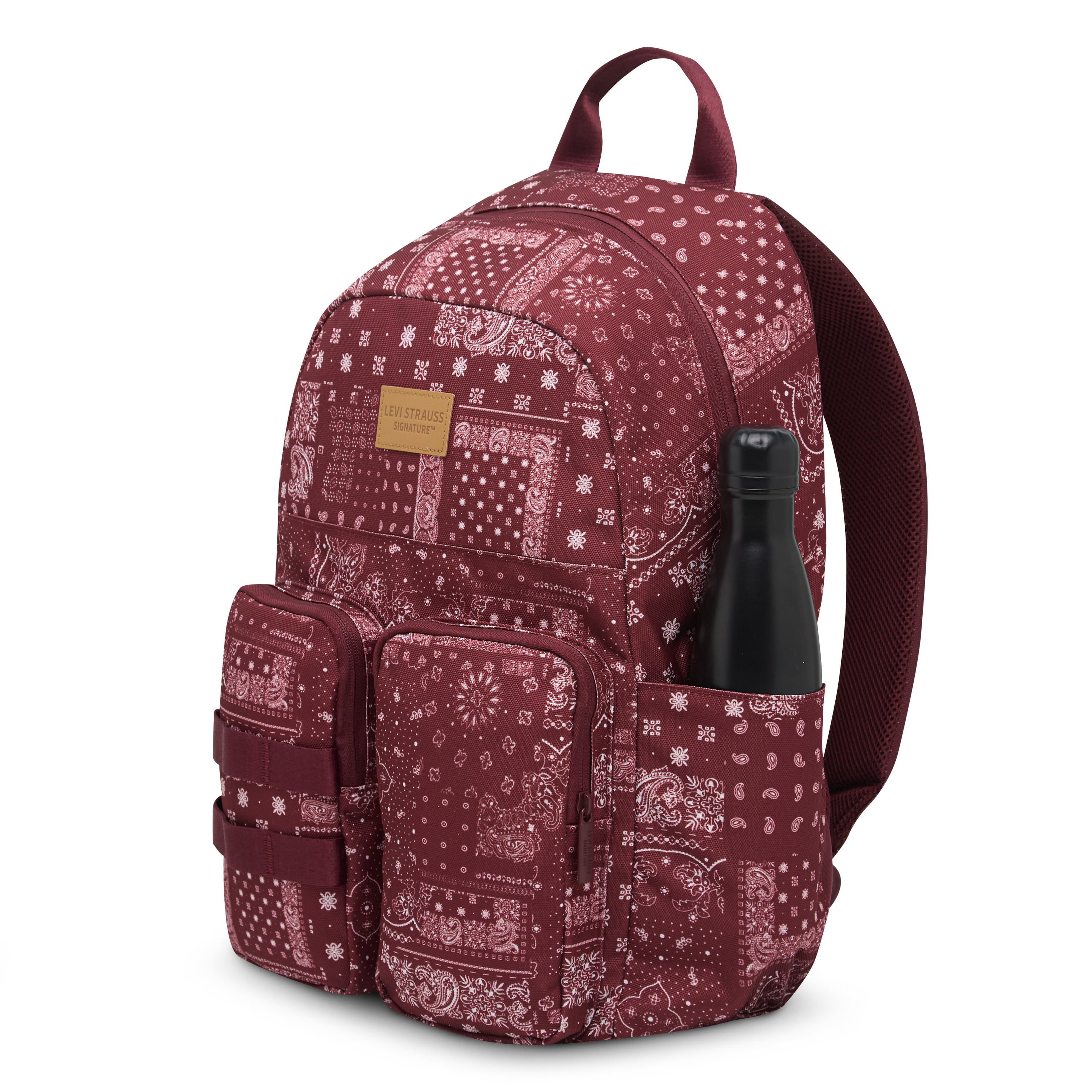 Levi Strauss Signature Unisex 17" Two Pocket Backpack, Red Bandana