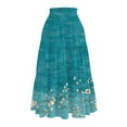 thumbnail image 3 of WTOBBY Women's Floral Print Flowy Flared Maxi Skirt with Ruffle Hem, A-Line Elastic Waist Elegant Tiered Layered Bohemian Long Skirt for Casual Summer and Beach Events,Blue XL, 3 of 4