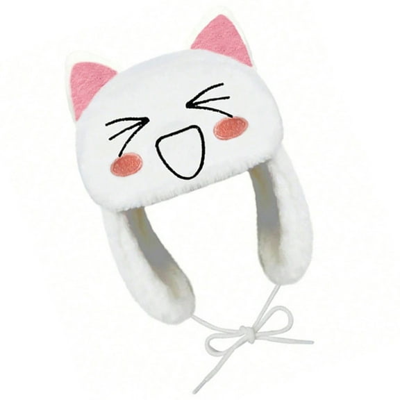Necvior Cute Plush Winter Hat Protect Hat for Women Stylish Winter Ushanka Hat with Cute Plush and Cartoon Face Designs