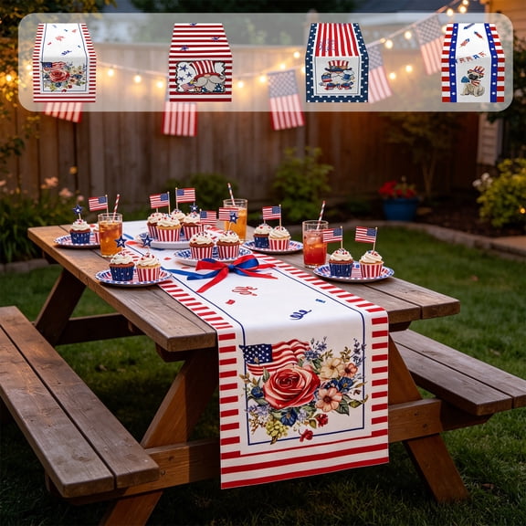 Memorial Day Saving!4th of July Decorations, 70.9 Inches Independence Day Table Flag Independence Day Restaurant Living Room Tabletop Decoration Ambience Decoration