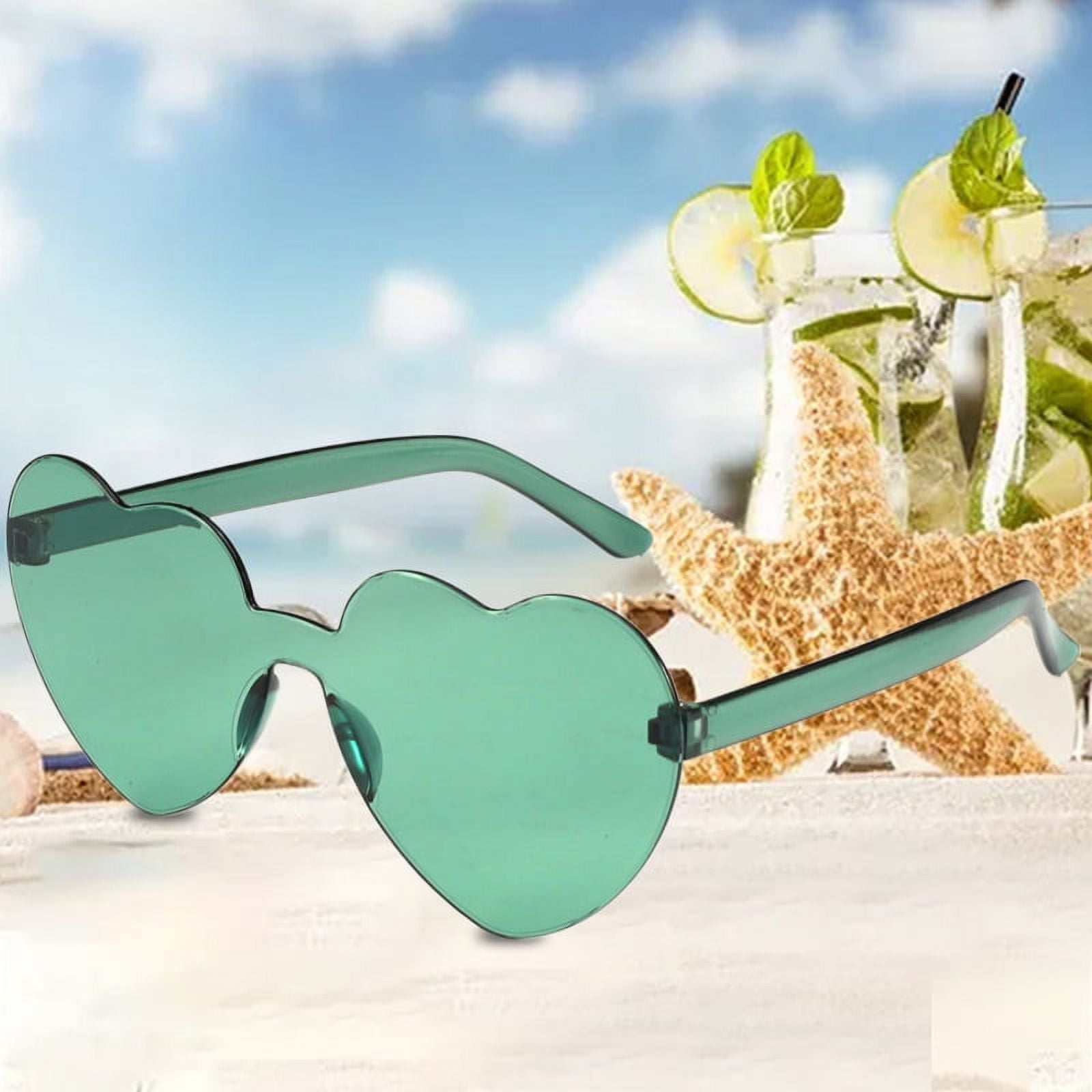 Green heart cheap shaped sunglasses