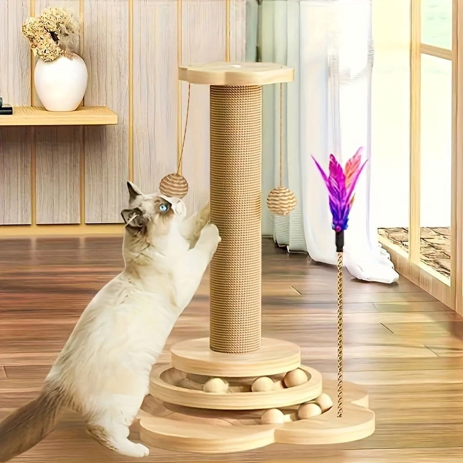 Cat Tree Cat Condo Cat Scratching Post Cat Tower with Interactive Toys, 16inch Height Cat Perch Cat Jumping Platform with Sisal Scratcher, for Indoor Cats Kittens Play Rest Relax