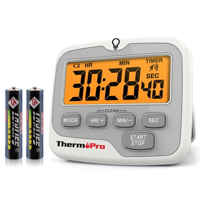 ThermoPro TM01W Temporizadores de Cocina para Cocinar con Temporizador de Pieza Regresiva, Temporizador Digital para Niños y Estudiantes con Retroiluminación Táctil, Temporizadores de Estudio para Sum