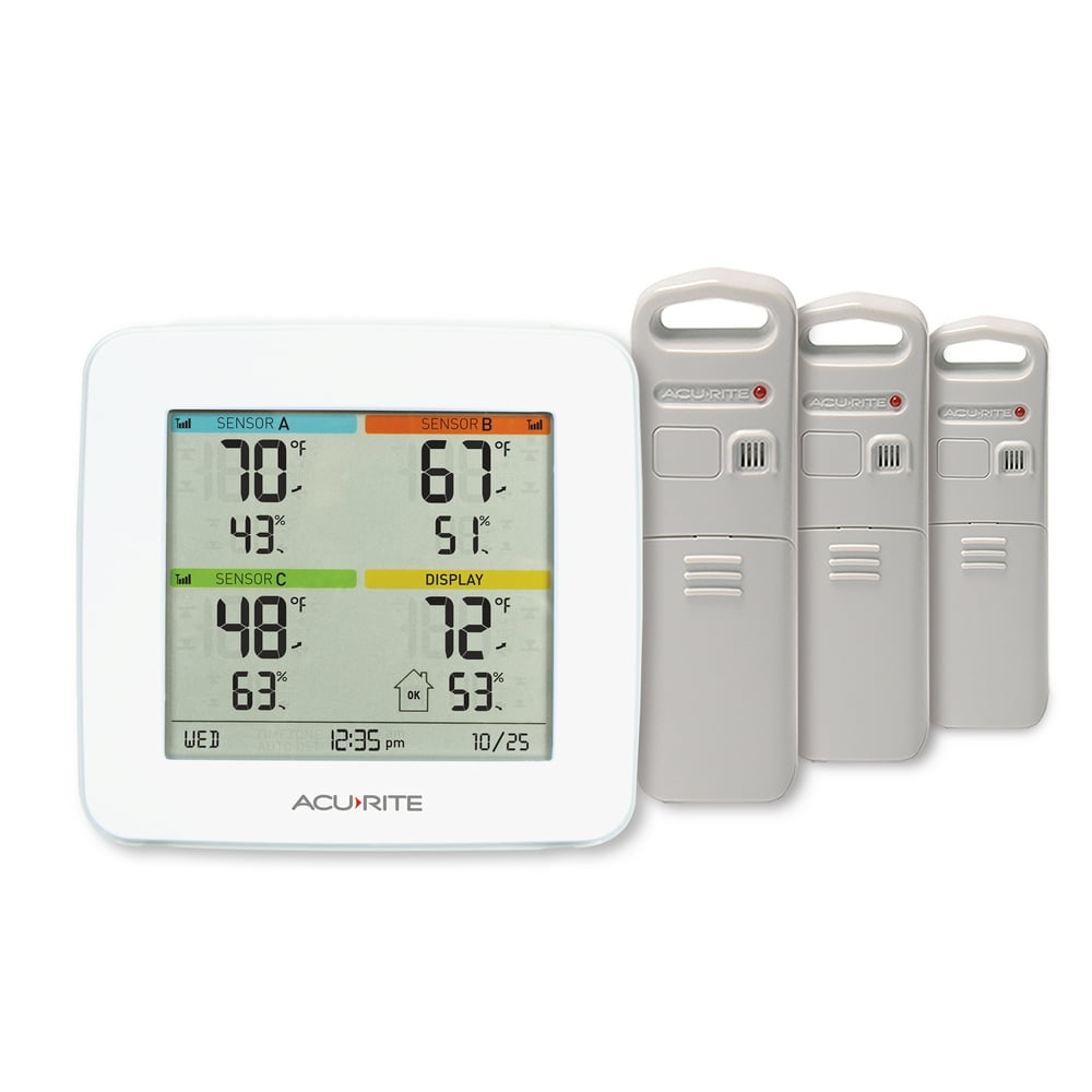 AcuRite 01094M Temperature and Humidity Station with 3 Indoor/Outdoor