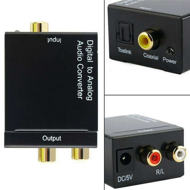 Convertisseur audio analogique vers numérique, RL RCA 3,5 mm AUX vers  l'adaptateur audio optique Toslink coaxial numérique avec câble optique