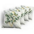 thumbnail image 5 of Ambesonne Eucalyptus Leaves Throw Pillow Cover 4 Pack, Branches Polygons, 24", Peacock Green Mustard, 5 of 7