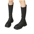 thumbnail image 6 of Xfvqtps Womens Flatform Boots Chunky Sole Sock Boots Stretch Elastic Long Calf Boots Fashion Comfortable Low Heel Winter Streetwear Shoes Black, 6 of 8