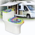 thumbnail image 6 of HELLHERO Rainbow Santa Claus Pattern Universal Toilet Dust Cover Set & Reusable Stretch Adjustable with 2 Piece Set Bathroom Toilet Lid Cover, 6 of 8