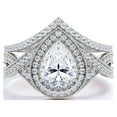 thumbnail image 3 of JeenMata 1.5 Carat Pear Cut Moissanite Wedding Set - Bridal Set - Art Deco Ring - Halo Ring - Cluster Ring - 18k White Gold Plated for Women, 3 of 8