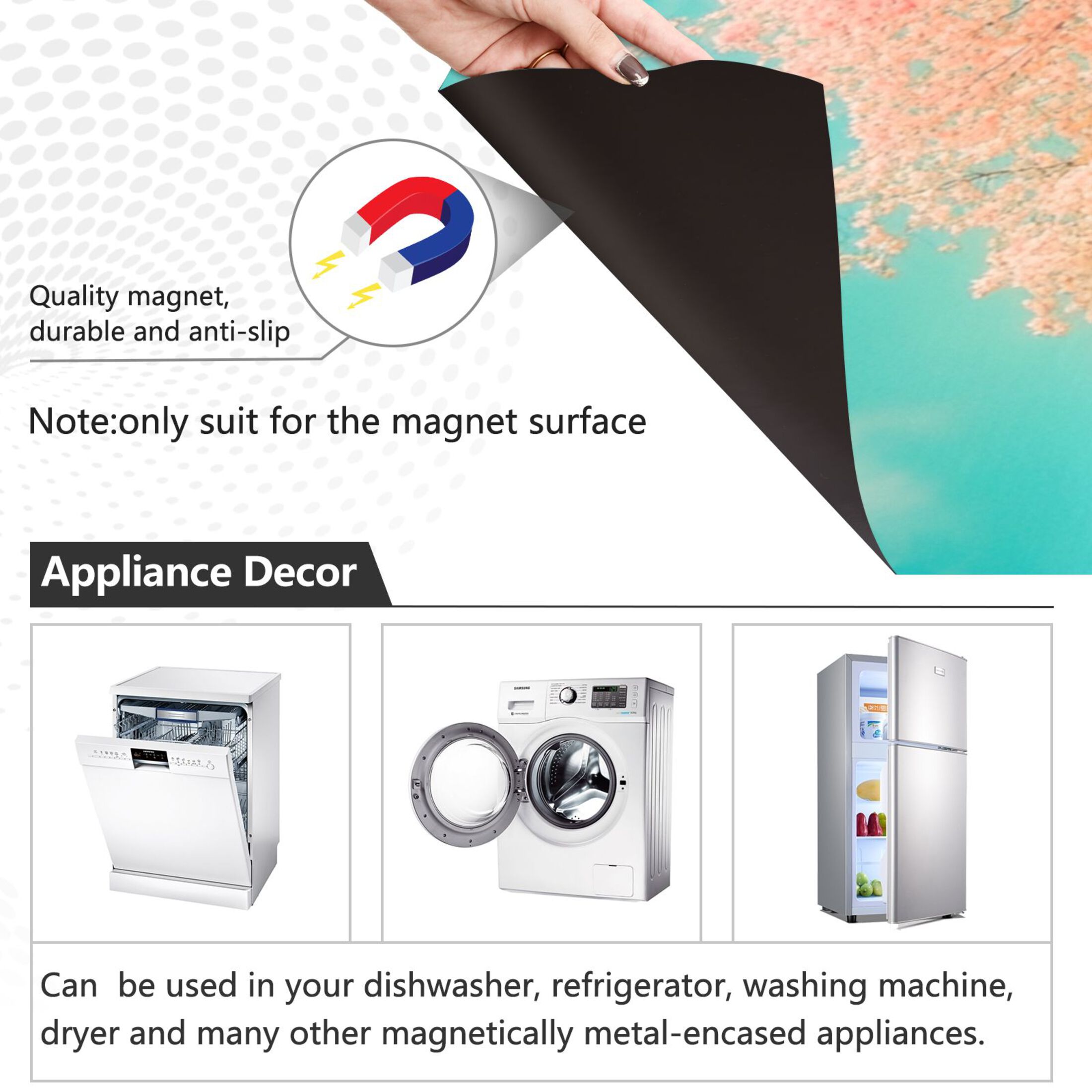 Dishwasher Magnetic Sticker 23x26 Inch Refrigerator Magnetic Sticker Washing Machine Magnetic Sticker Kitchen Panel Magnetic Sticker Home Decor Spring Tree Scene