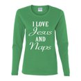 thumbnail image 2 of Wild Bobby I Love Jesus and Naps Inspirational/Christian Women Graphic Long Sleeve Tee, Kelly, Large, 2 of 5