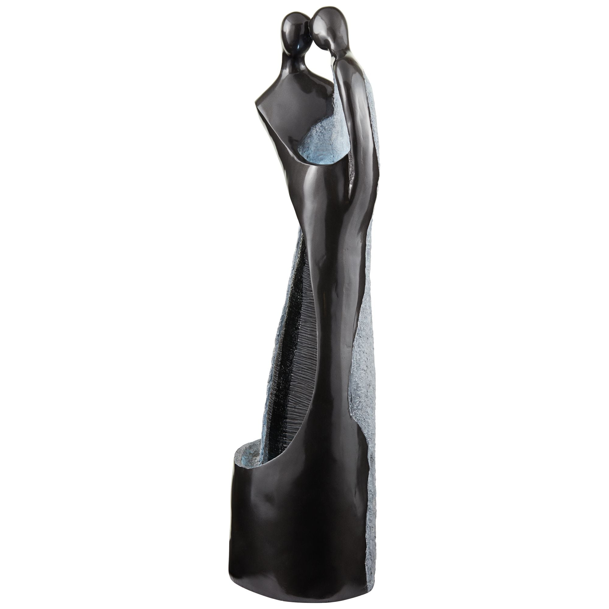 Modern Couple 47" High Large Indoor Outdoor Decor Black Resin Floor Fountain with Light LED Outside Garden Patio