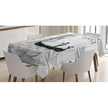 

Venice Tablecloth Canals of Venice Child Gondolier on Water Historical Amazing European City Sketch Rectangular Table Cover for Dining Room Kitchen 60 X 90 Inches Black White by Ambesonne