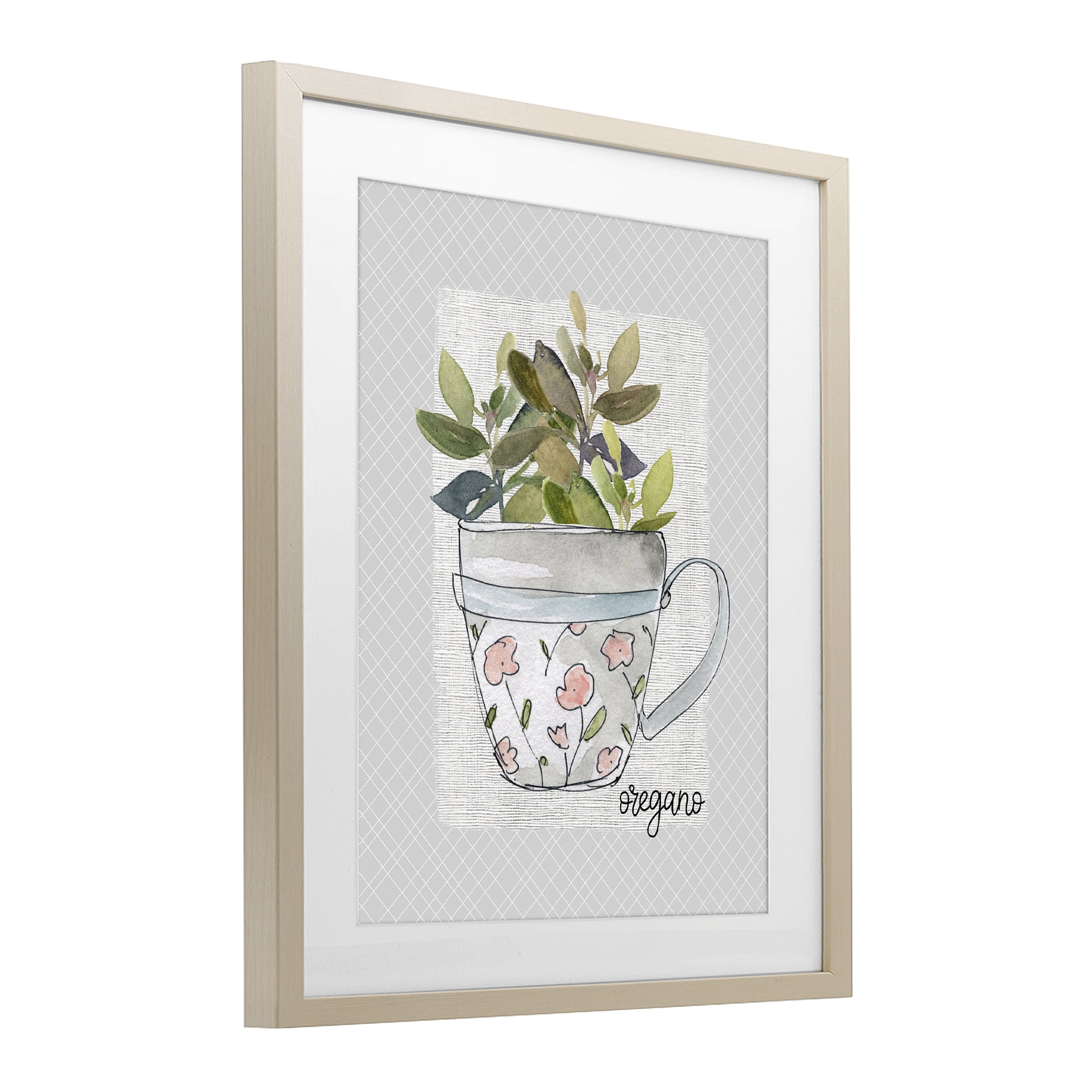 Stupell Industries Oregano Herb Mug Birch Framed Print Under Glass, design by Livi Finn