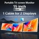 thumbnail image 4 of Doble Monitor Para Laptop Portátil 15'' 1 Cable 2 Pantallas - Gris, 4 of 9