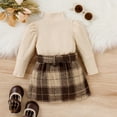 thumbnail image 3 of Long Sleeves Top + Skirt Set Fashionable Toddler Girl Clothes Plaid Skirt Solid Color Tops Girls 2 Piece Outfit, 3 of 8