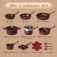 thumbnail image 2 of Carote Non-Toxic Ceramic Nonstick Pots and Pans Set, 21-Piece Cookware Set with Lids, All Stoves Compatible, Dishwasher Safe, Burgundy Red, 2 of 7