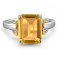 thumbnail image 3 of Gem Stone King 925 Silver and 10K Yellow Gold Yellow Citrine Solitaire Engagement Ring for Women | 2.90 Cttw | Emerald Cut 10X8MM | Gemstone November Birthstone | Size 9, 3 of 6