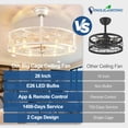 thumbnail image 4 of Ventilador de techo DINGLILIGHTING 26" sin aspas con luz industrial, 4 of 9