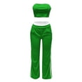 thumbnail image 4 of Women's Striped Print Strapless Sleeveless Tube Top and Straight Wide Leg Pants Set Casual Summer Tracksuit XXL, 4 of 5