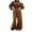 Brown, variant on Women's Long Sleeve Jumpsuit Half-Zip High-Waisted Wide Leg Sweatsuits Jumpsuits One Piece Athletic Romper - Red XXL