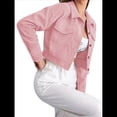 thumbnail image 3 of Chaqueta Informal Retro de Larga con Solapa y Botones de para Mujer Rosa L, 3 of 8