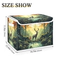 thumbnail image 3 of Deer on Forest Large Lidded Bin Foldable Storage Baskets Boxes Cubes Lids with 2 Handles for Home Bedroom Office 16.5x12.6x11.8inch, 3 of 7