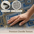 thumbnail image 6 of ODIKA 3'x5' Washable Accent Rug Pet Friendly, Non-Shedding Mat Navy Contrasting Long Tones Repeating Boho Inspired Network Accessories for Bedside, Bedroom, 6 of 7