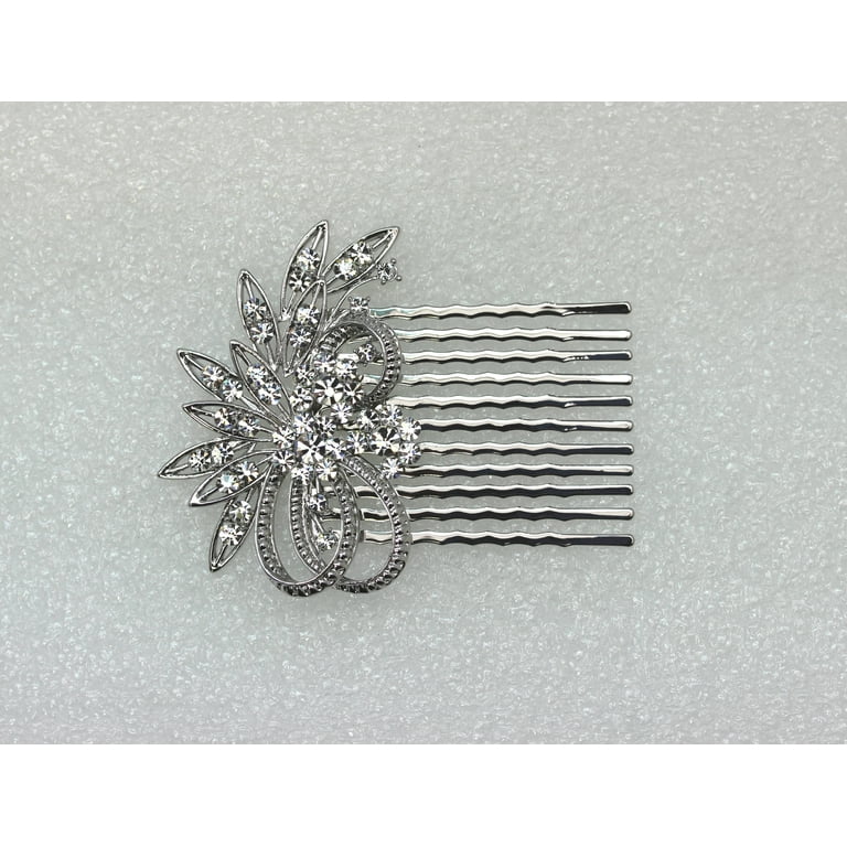 Rhinestone Crystal Orchid Hair Comb - Clear, Handmade Hair Accessory (18.5cm X 8.5cm)
