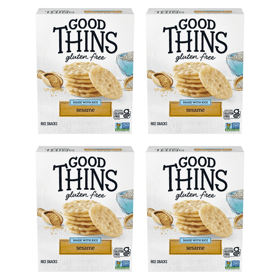 Good Thins Sesame Rice Snacks Gluten Free Crackers, 3.5 oz (Pack of 4)