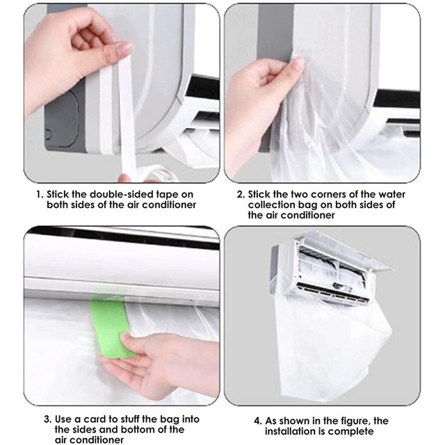 10 bolsas de agua para aire acondicionado, cubierta de limpieza de CA, bolsa de soporte de agua para lavado de polvo para aire acondicionado montado en la pared de menos de 2 hp, accesorios de limpieza de CA ZefeiWu 8390605391309