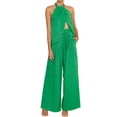 thumbnail image 2 of Women'S 2 Piece Outfits 2025 Summer Casual Sleeveless Mock Neck Crop Tops Wide Leg Pants Set Green S, 2 of 9