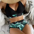thumbnail image 5 of Gibobby Conjunto de Bikini para Mujer Traje de baño Bikini de triángulo dividido para mujer Conjunto de traje de baño de color sólido estampado(Verde,M), 5 of 5