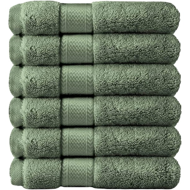 Canadian Linen Premium Green Hand Towel Set 6 Piece 16"x27"Extra Soft