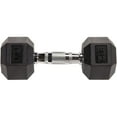 thumbnail image 4 of Sporzon! Rubber Encased Chrome Handle Hexagon Dumbbells, Pair, 15 Pounds, 4 of 5