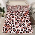 thumbnail image 2 of Orange Leopard Bedding Set Queen Size,Kawaii Safari Animal Top Sheet,Cartoon Geometric Bed Sheets Set,Abstract Flat Fitted Sheet 4Pcs(1 Flat Sheet,1 Fitted Sheet,2 Pillowcases), 2 of 6