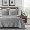 thumbnail image 5 of Chic Home Shalon 3-Piece Geometric Cotton Quilt Set, King, Grey, 5 of 6