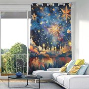 Starry Sky with Stars Blackout Curtain Panels Drapes Privacy Assured with Light Filtering Curtains for Living room Bedroom Bathroom Window