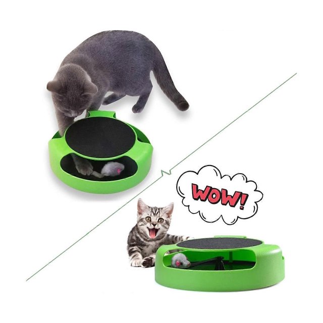 Cat Interactive Toys ,Catch The Mouse,Cat Scratcher Catnip Toy,Green without a Running Mice
