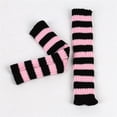 thumbnail image 4 of UTSJKR Womens Striped Long Fingerless Gloves，Christmas Knitted Arm Warmers Winter Fingerless Gloves for Punk Cosplay Party Pink, 4 of 4