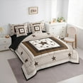 thumbnail image 3 of Manfei Brown Texas Stars Twin Bedding Sets 7-Piece for Adult, Western Old Fashion Bedding Comforter Set, Rustic Hippie Theme Reversible Sheet Sets, Luxury Bedroom Decor, 3 of 7